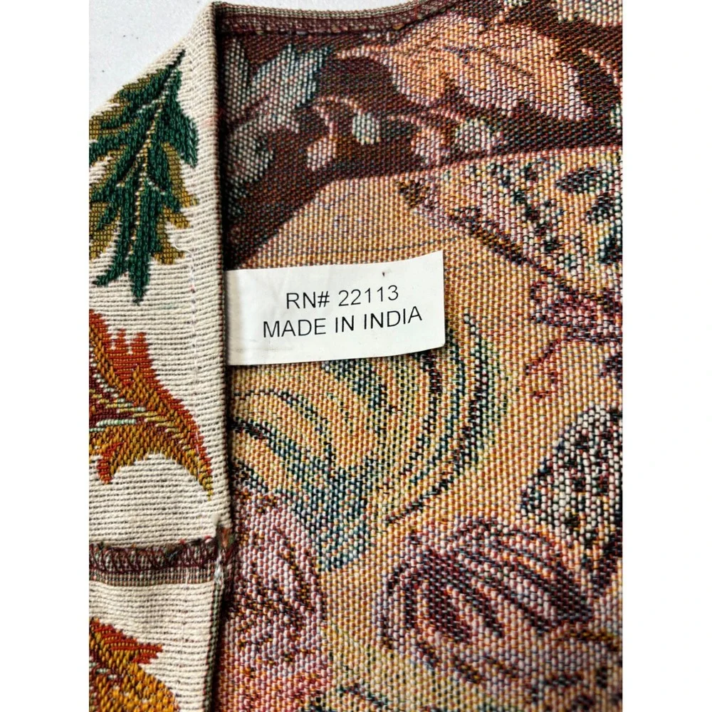 Harvest Tapestry Table Runner Multicolor Pumpkin Rooster Autumn Thanksgiving